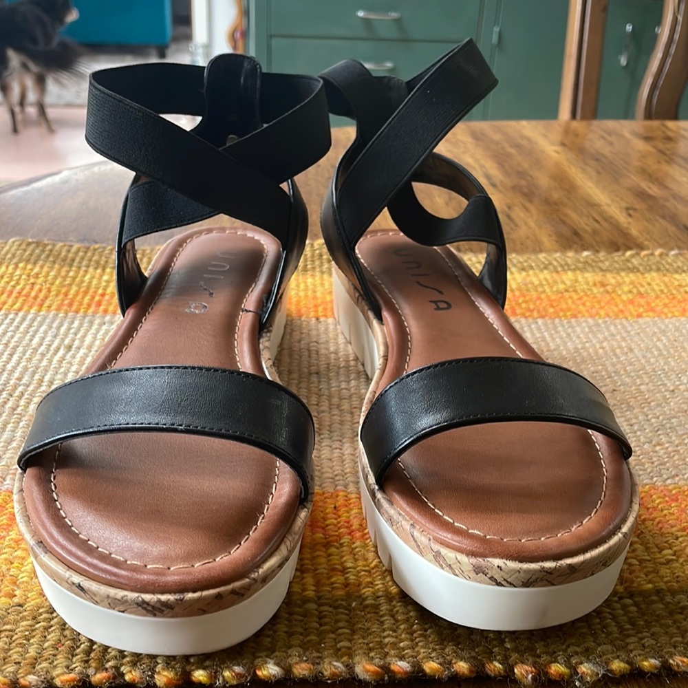 Unisa brand stretchy strap sandals. Worn once. Size 8.5